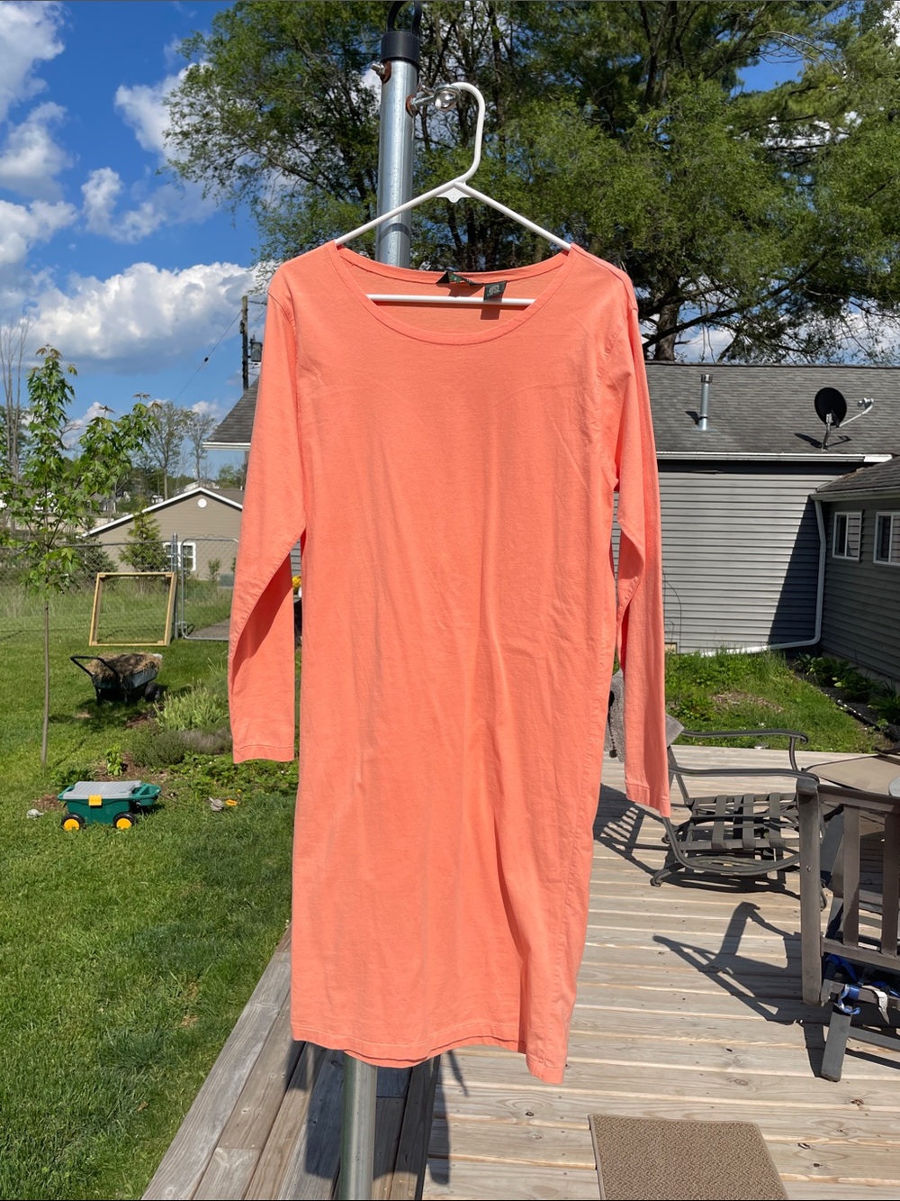 Coral Long Sleeve t-shirt Dress